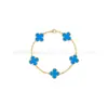 Pulsera de Calcedonia Morada Natural de Cinco Flores [Versión Alta Dorada V Chapado Grueso en Oro] Pulsera de Trébol de Cuatro Hojas de 18 Quilates para Mujer, Artesanía Exquisita
