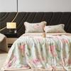 Estilo Pastoral Francés Orquídea Lyocell Tencel Verano Acolchado Lavable a Máquina Iones de Zinc Acondicionador de Aire Acolchado Verano Fresco Acolchado Juego de Cuatro Piezas