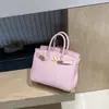 Bolso de Mano de Cuero Genuino con Hebilla Chapada en Oro Platino Patrón Lichi Gran Capacidad Bolso Tipo Kelly para Mujer 2026 Nuevo Bolso de Hombro de Moda Tendencia