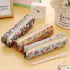 Estilo Bosque Elegante Estuche para Lápices Bolsa Coreana de Papelería Lienzo Vintage Floral Lunares Estuche para Lápices Bolsa para Lápices de Comercio Exterior