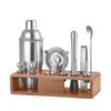 Estante de madera de bambú juego de vino de alta gama caja de regalo para traje coctelera de acero inoxidable de 700 ml juego completo de herramientas para mezclar cócteles