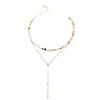 Moda transfronteriza europea y americana simple geométrica borla cuenta redonda clavícula multicapa temperamento popular collar largo al por mayor