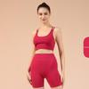 Conjunto de Duas Peças de Roupa de Yoga Plissada Sem Costura Europeu e Americano para Mulheres Fitness ao Ar Livre Calça de Cintura Alta Emagrecedora Manga Curta Colante Traje de Yoga