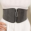 Faja Retro Europea y Americana Abrigo Versátil para Mujer Cinturilla Decorativa Cinturón Extra Ancho Liuding Cinturón Elástico Negro de Moda para Mujer