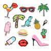Bordado Computadorizado de Coqueiros, Cactos, Abacaxis e Hambúrgueres; Patches Bordados para Jaquetas de Penas e Calças; Patches Artesanais DIY