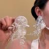 Momento Azul Azul Klein Concha Redonda Borla de Lazo Aretes Largos para Mujer Retro Pendientes de Alta Gama