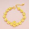 Oro aluvial birmano Zhenrong Anillo de flor para mujer Collar con flor de latón bañado en oro Pulsera Juego de tres piezas Accesorios de boda