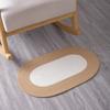 Alfombra de algodón tejida a mano de estilo japonés, sencilla, para dormitorio, baño, puerta, absorbente, antideslizante, ovalada, para entrada