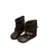 Botas ankle da moda e versáteis em estilo retrô para outono e inverno com design de babados retrô, botas de fivela dupla para mulheres, perfeitas para figuras baixinhas para alongar a altura e criar um efeito emagrecedor