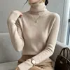 Suéter de Tricô Costurado Gola Alta Feminino Slim Fit Novo Estilo 2026 para Outono e Inverno