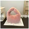 Bolsa de Pelúcia Bolinho Outono Inverno Feminina Grande Capacidade Versátil para o Dia a Dia Bolsa Transversal