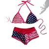 Biquíni de Férias Transfronteiriço Estilo Praia Europeu e Americano Novo Padrão Estampado com Amarração no Pescoço para Comércio Exterior Europeu e Americano da Amazon
