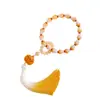 Pulseira de Sementes de Bodhi e Cabacinha Amarela Degradê Estilo Chinês com Pingente de Incensário Círculo Único Portátil Pulseira de Contas de Oração Budista para Mulheres