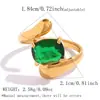 Anillos con un Toque de Lujo Exclusivo, Acero Inoxidable, Lujo Ligero, Diseño de Circonita Verde Estilo Ins, Diseño Abierto Ajustable, Venta al por Mayor Transfronteriza