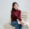 Camiseta base feminina de gola alta média para primavera e outono, novo modelo 2026, algodão puro, branca, gola média, gola alta, blusa de manga longa