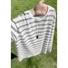 Novedad Otoño 2026 Camiseta de Manga Corta Rayas Oversize Cuello Redondo Estilo Hong Kong M-5X HT26727-TeP26