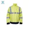 Ropa de Trabajo Reflectante Color Bloque Amarillo Fluorescente Aoke Advertencia de Seguridad para Construcción Ropa de Protección Laboral Multibolsillo