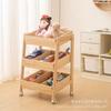 Estantería de Almacenamiento Móvil de Madera Maciza para Sala de Estar del Hogar Estantería de Almacenamiento con Compartimentos para Adornos de Juguetes de Madera Estantería de Almacenamiento Multifuncional