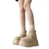 Botas de Nieve Vintage para Mujer que Aumentan la Altura Otoño 2025 Botines Versátiles con Plataforma para Personas Bajas con Cordones y Forro de Algodón Engrosado
