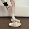 Mules estilo Birkenstock de punta cerrada para mujer, nuevo modelo de primavera 2026, zapatos planos perezosos sin cordones de suela blanda
