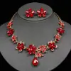 Collar y Pendientes Exagerados de Aleación de Venta Caliente Transfronteriza Europea y Americana Conjunto de Joyería Accesorios de Fiesta de Boda Nupcial Completamente Diamantado