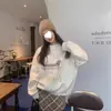 Sudadera Redonda Perezosa de Nuevo Estilo 2025 para Mujer en Otoño e Invierno, Holgada Estilo Bf de Longitud Media Casual Versátil Top de Terciopelo