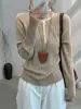 Suéter Casual de Lana con Medio Botón y Trenzado de Manga Larga para Mujer, Otoño Suave Adelgazante Anti-Pilling Top Interior
