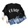 Suéter de manga larga con cuello redondo y letras sencillas de Ciao, camisa holgada para mujer, de Amazon Wish