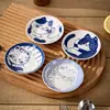 Tigela de Gato Estilo Japonês Prato de Cerâmica Desenho Animado Mesa de Jantar Doméstica Prato para Molho Prato para Molho de Soja Prato para Temperos de Hot Pot Prato Pequeno Prato para Temperos