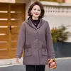 Moda 2026 Abrigo con Capucha Elegante para Madres en Otoño e Invierno, Tops Elegantes de Tallas Grandes para Mujeres de Mediana Edad y Mayores, Ropa de Abuela