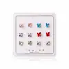 Aretes de Mariposa de Cristal al por Mayor Suministro para Vendedores Ambulantes Moda de Verano Versátiles Tornillos de Resina para Oreja para Mujeres Súper Brillantes