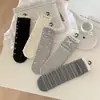 Calcetines de blogger Ins coreano del mismo estilo, calcetines de punto hasta la mitad de la pantorrilla con rayas grises y azules, calcetines dulces versátiles para mujer
