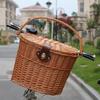 Cesta de Bicicleta Tejida Vintage con Cubierta, Cesta de Doble Propósito, Cesta Delantera para Patinete