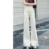 Jeans Vintage Azul Escuro Wide Leg Feminino 2025 Nova Primavera Cintura Alta Calça Reta Solta Emagrecedora