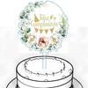 Ins Transfronterizo Impresión a Color Acrílico Inserto para Pastel de Cumpleaños Flores de Color Claro Feliz Cumpleaños Decoración para Pastel