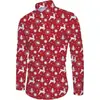 Nueva camisa de manga larga para hombre estilo europeo y americano con estampado digital, top casual con cuello para Navidad, otoño e invierno