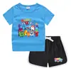 Conjunto de Camiseta e Shorts de Gola Redonda de Verão 2026 para Crianças Estilo Coreano Casual Absorvente de Suor Cor Doce Conjunto de Moletom para Crianças Pequenas