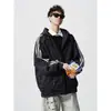 Jaqueta com Capuz Estampa de Leopardo Marrom Masculina High Street Americana Bonita com Fecho Outono Marca Tendência Hoodie de Tamanho Grande