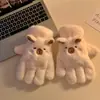 Lindos Guantes de Peluche de Capibara para Mujer, Invierno, Cinco Dedos, Forro Polar, Engrosados, Calidez para Ciclismo, a Prueba de Frío, Cortavientos, Colgantes para el Cuello