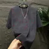 Camiseta Ripped de Manga Corta Estilo Americano para Hombre 2025 Nuevo Verano de Gama Alta Atractiva Holgada de Media Manga para Hombre