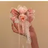 Canção de Amor de Primavera~Grampo de Cabelo com Laço de Renda Rosa Doce e Fofo, Presilha Lateral Floral Feminina, Linda Presilha de Cabelo
