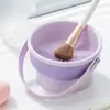 Caja de Almacenamiento para Brochas de Maquillaje, Tazón para Limpiar Pinceles de Maquillaje, Estante de Almacenamiento para Esponjas de Silicona, Artefacto Integrado para Limpieza y Secado