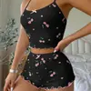 Novo Conjunto Estampado com Estampa de Cereja, Loungewear Puro e Sedutor com Laço, Camisola Confortável, Roupa de Dormir Sexy e Sedutora