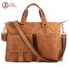 Pasta de Couro Crazy Horse 17 Polegadas Bolsa de Mão para Negócios Bolsa para Computador Moda Retrô Couro Genuíno Bolsa Masculina Grande Capacidade Bolsa Transversal