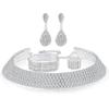 Collar, pendientes, pulsera, anillo, traje de novia para mujer, N4674, de lujo, estilo europeo y americano, con tres filas de diamantes.