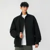 Jaqueta Masculina Retro Americana Coach Workwear Gola Alta Cor Sólida Marca Tendência Solta Casual de Alta Qualidade Jaqueta de Voo