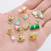 Abanico de Aceite Gotas Arena Dorada de Cobre con Colgante de Cacahuete de Vidrio Pulsera de Hebilla Ping An Hecha a Mano Colgante de Collar