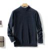 Suéter de cachemira de otoño e invierno para hombre, de grosor medio, sin costuras, para jóvenes, de cuello alto medio, de color sólido, ropa de primera línea, camisa de punto de lana, ropa exterior