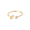 Anillos Minimalistas Transfronterizos con Iniciales de 26 Letras para Mujer, Anillos Abiertos Ajustables con Letras del Alfabeto Inglés