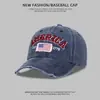 Boné de Baseball Bordado Antigo Lavado Vintage Americano Letra Jeans Chapéu de Sol Japonês Feminino